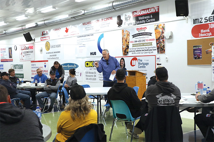 A coaches clinic at the Sportsplex during the Adam Herold Leadership Camp on October 21 in Moosomin.